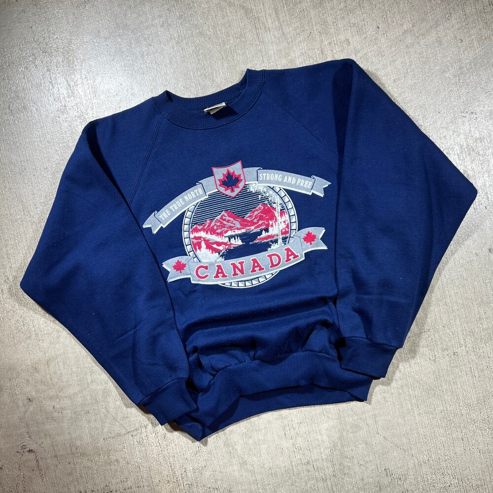 Vintage 90s Canada Crewneck Sweatshirt Foot Locker Blue Large